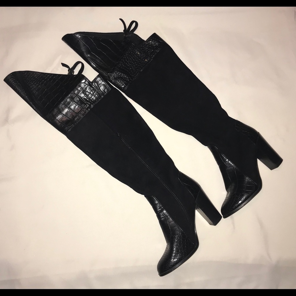 Beautiful Faux-Croc/Faux-Suede Over-the-knee boots